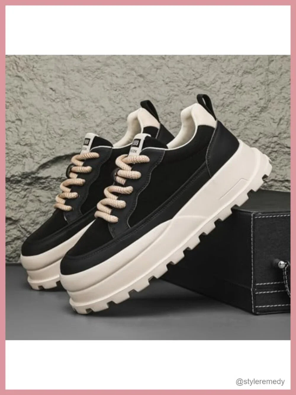 Men's Platform Retro Sneakers Chunky Lace-up Casual Fashion Tennis Running Shoes